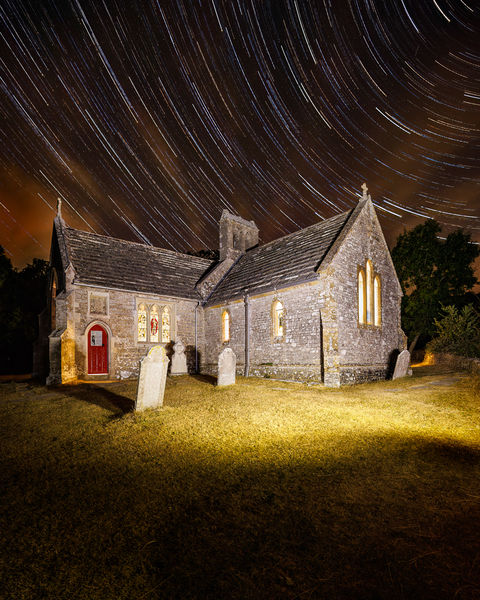 Tyneham Church star trails